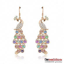18k Gold Plated Crystal Peacock Women′s Earrings (ER0040-C)